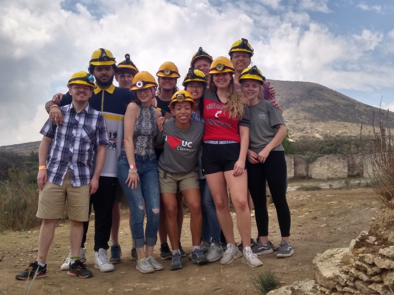 A group of students and University of Cincinnati faculty member Jeff Rubel explore Mexico during a study tour.